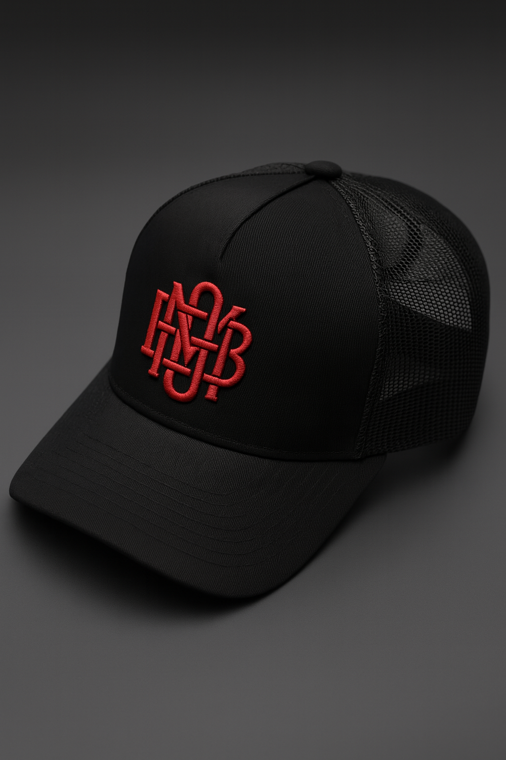 BMO Red Monogram Trucker Hat
