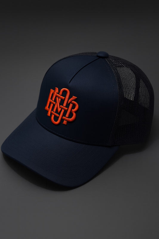 BMO Orange Monogram Trucker Hat