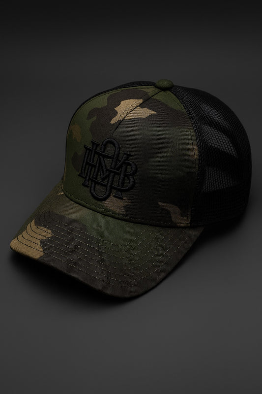 BMO Camo Monogram Trucker Hat
